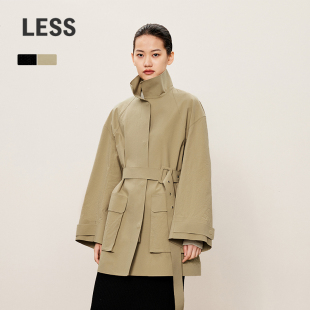 LESS春秋猎装 复古收腰休闲夹克2O9910030 风衣外套女立领宽松短款