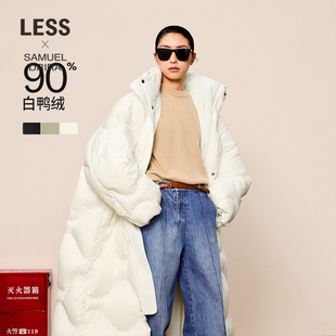 羽绒服女白鸭绒宽松连帽外套2OAC12010 LESS冬长款 SAMUEL系列