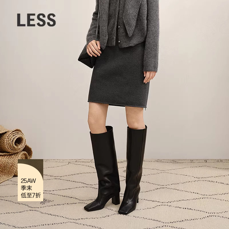 【商场同款】LESS2025年冬新款通勤直筒空气层半身短裙2P0