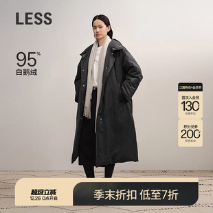 休闲纯色长款 LESS2025冬新款 白鹅绒 羽绒服2PAC17180 商场同款