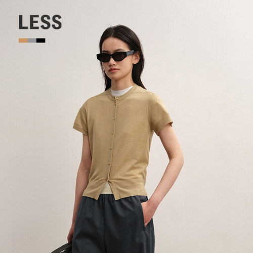 LESS修身短袖薄款针织开衫女