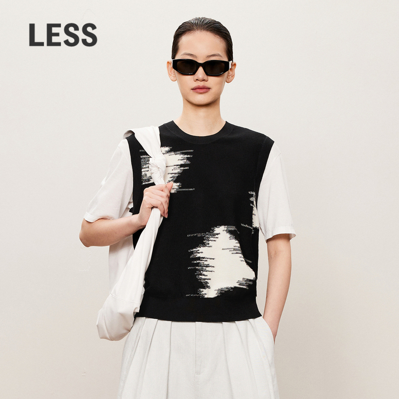 【精工系列】LESS春秋假两件针织衫拼接圆领短袖T恤上衣2O7313180