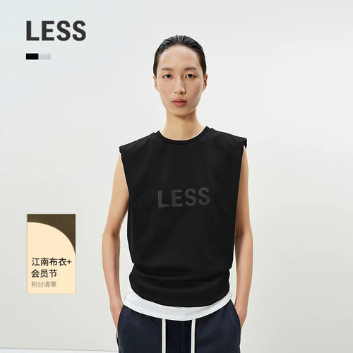 LESS新款无袖T恤女全棉套头圆领