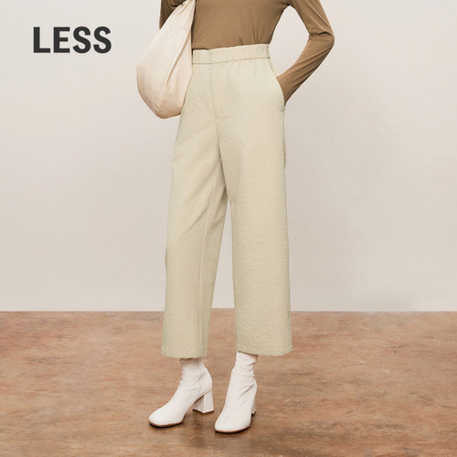 LESS春秋宽松阔腿长裤女时尚舒适直筒九分休闲裤子女2O8E13280