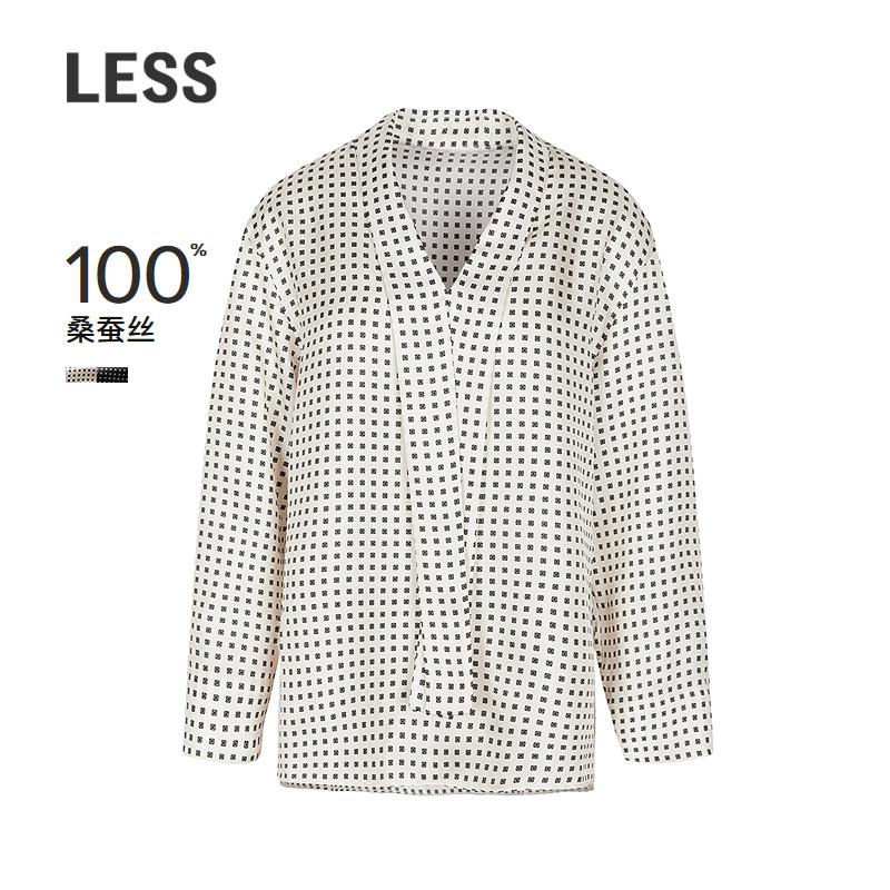 【商场同款】LESS2026春新款桑蚕真丝V领波点睡衣风衬衫2Q