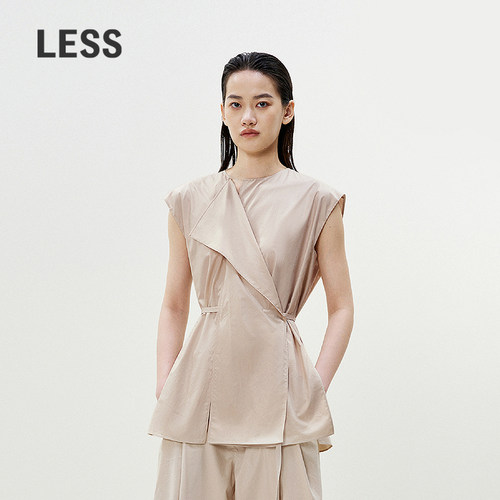 LESS收腰无袖全棉衬衫女设计感