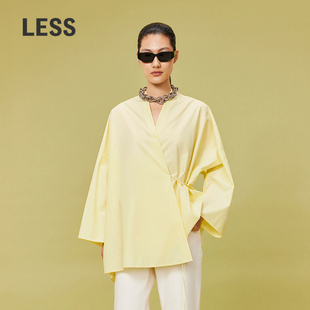 衬衫 2O3210380 改良围裹设计全棉V领大方休闲简约长袖 LESS春新中式