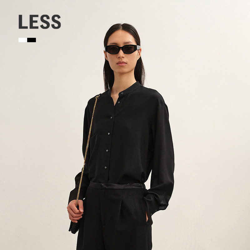 LESS通勤纯色衬衫含桑蚕丝图片