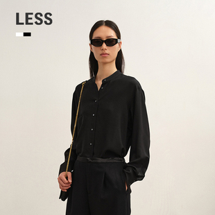 LESS冬精致感立领通勤时尚优雅纯色衬衫女士含桑蚕丝2PA216600