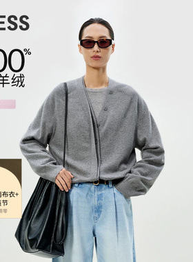 【0压系列】LESS春简约针织开衫山羊绒不规则V领毛衫女2P1310870