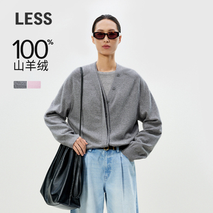 山羊绒不规则V领毛衫 LESS春简约针织开衫 女2P1310870 0压系列