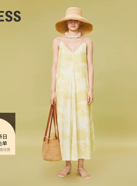 【0压系列】LESS夏季休闲度假风弥散印花A型吊带连衣裙2O5G11940