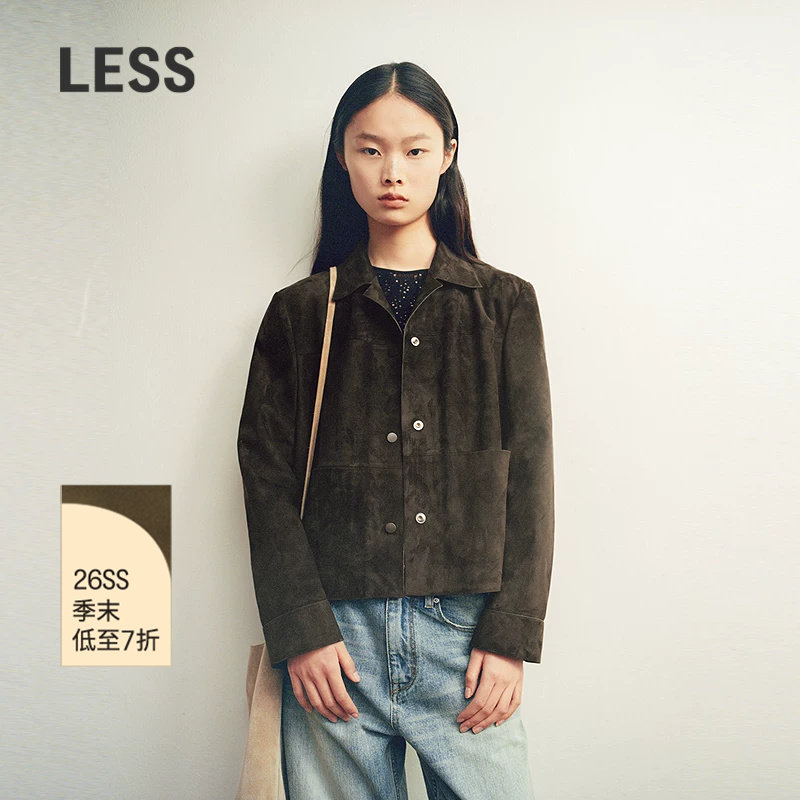 LESS复古翻领美拉德皮衣图片