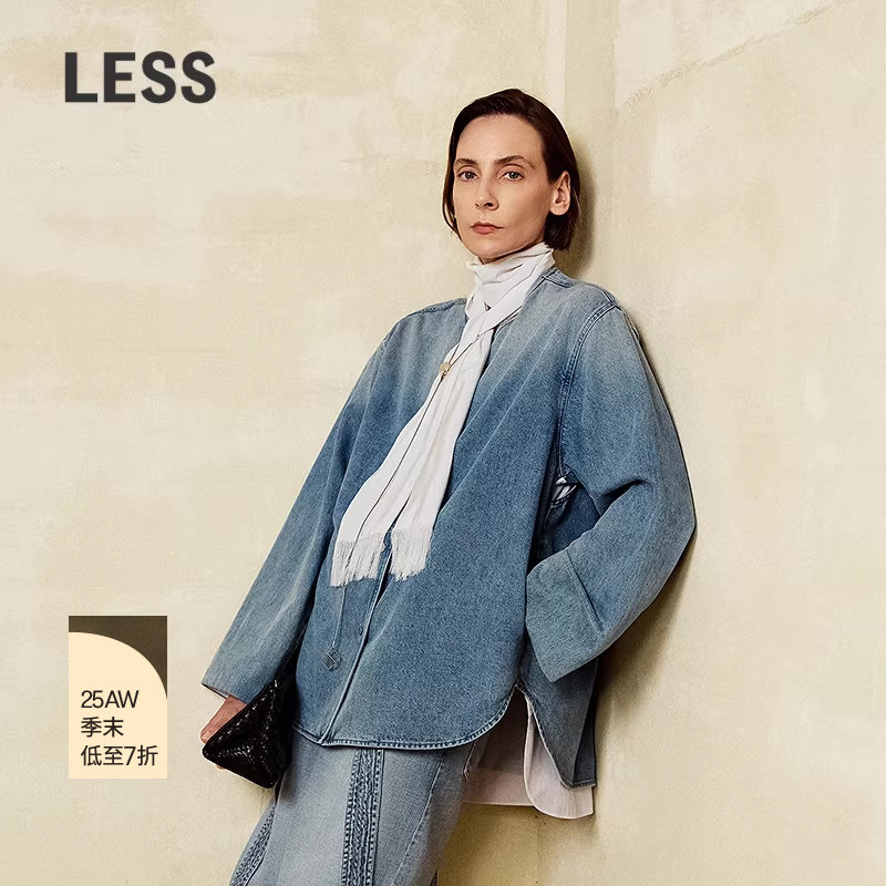 【商场同款】LESS2025年秋新款时尚拼接假两件牛仔夹克2P8