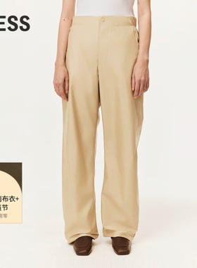 LESS春通勤宽松纯色裤子女立体剪裁卡其色直筒休闲长裤2O2E12620