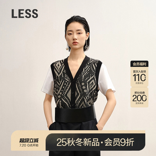 長(zhǎng)絨棉民族幾何短袖 LESS2025秋新款 針織衫 商場(chǎng)同款 2P7315170