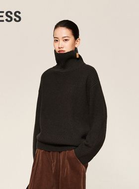 【0压系列】LESS高领套头针织衫女秋冬不规则厚款毛衣女2O0310310