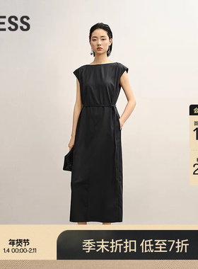 【商场同款】LESS2025年秋新一字领气质简约长款连衣裙2P7G17370