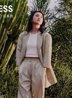 【周迅同款】LESS中袖亚麻西装女无扣休闲气质西服外套2O4714190