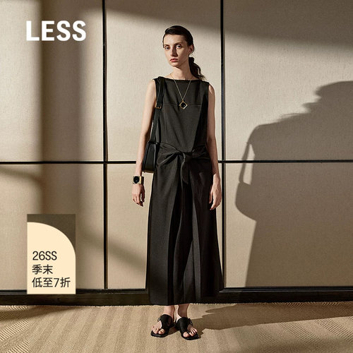 LESS立体褶无袖连衣裙