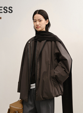 【商场同款】LESS2025冬新款休闲廓形假两件棉衣外套女2PAB15660