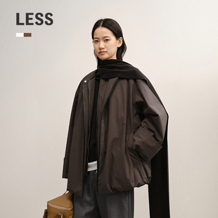 休闲廓形假两件棉衣外套女2PAB15660 LESS2025冬新款 商场同款