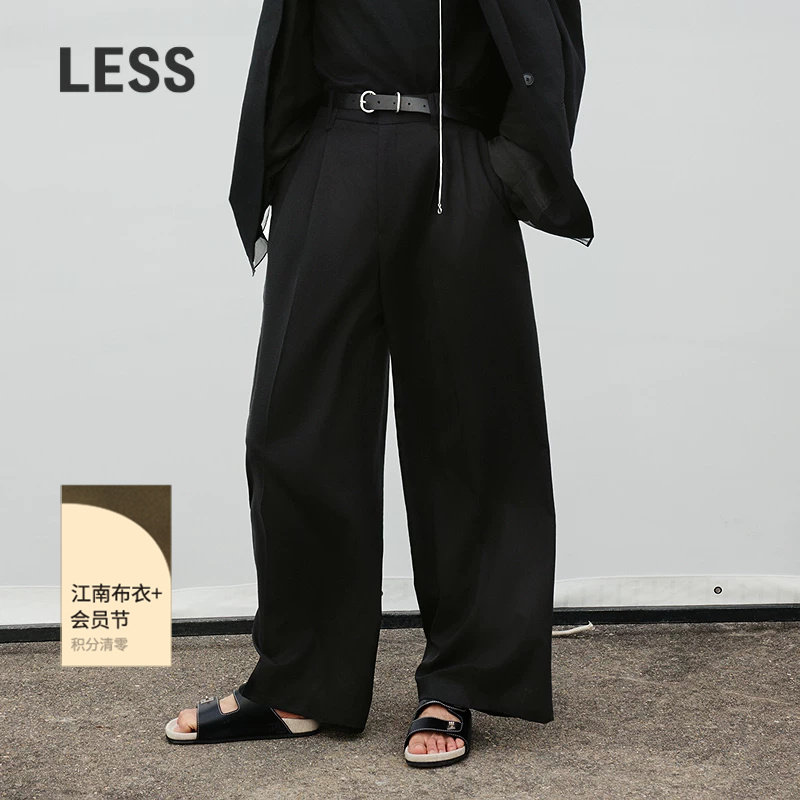 LESS休闲西装裤女通勤职场高腰工装高智感阔腿长裤子女2P3E1