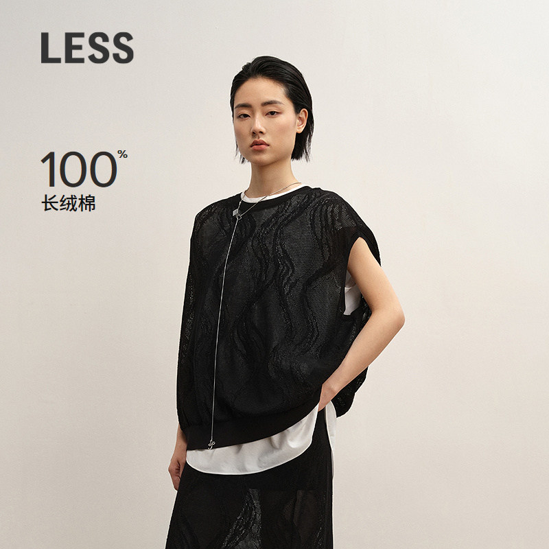 LESS长绒棉镂空无袖针织背心女图片
