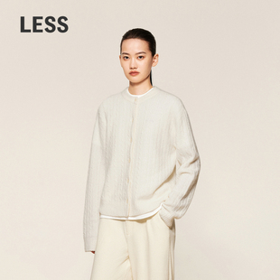 LESS秋冬麻花针织衫 开襟上衣2OA312180 女通勤休闲简约圆领短款