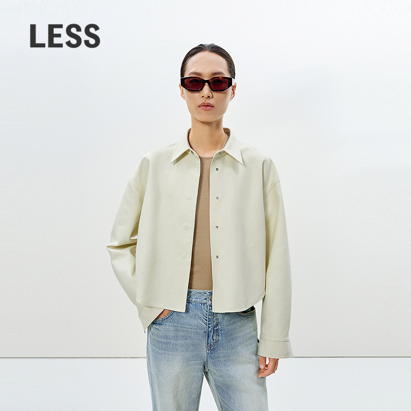 LESS时装感全棉短款夹克外套女图片