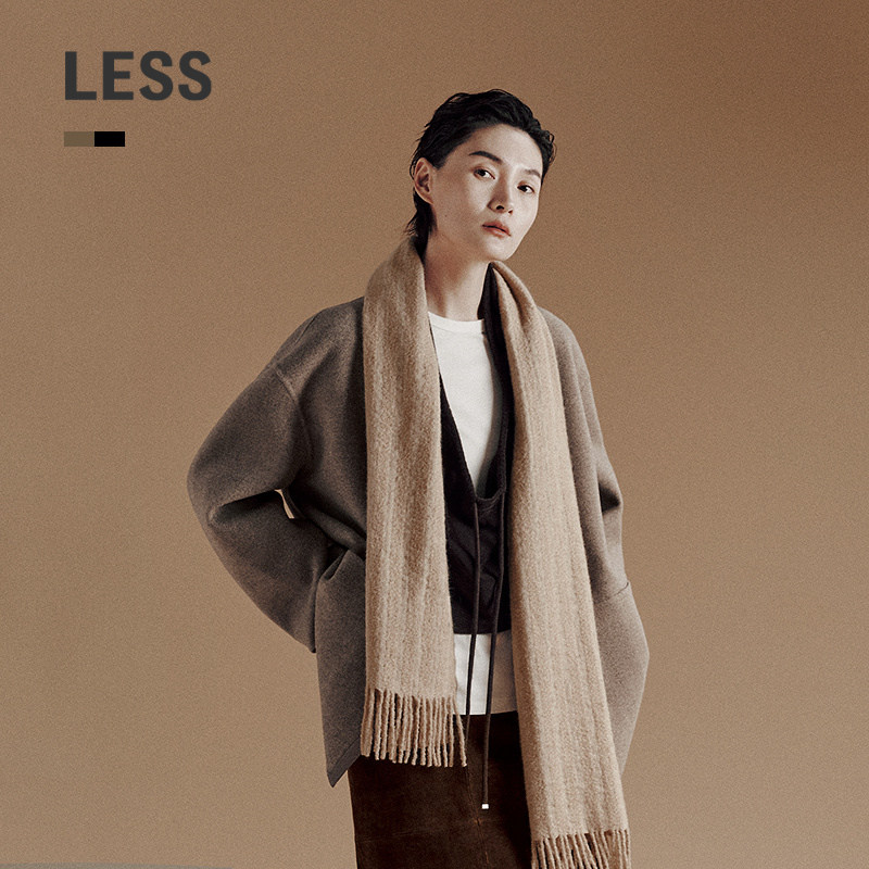【商场同款】LESS2025年冬新款口袋双面呢大衣含山羊绒2PA
