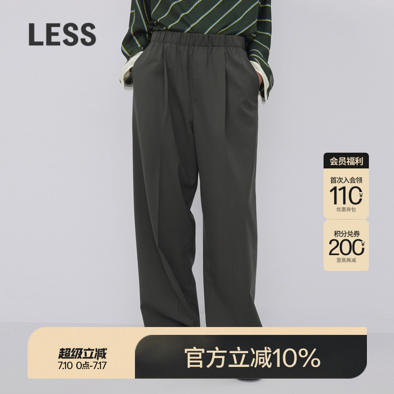 LESS春秋绵羊毛裤子女休闲简约宽松直筒西装长裤2N7E1091