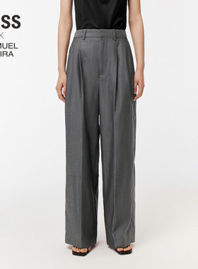 【LESSxSamuel】春秋绵羊毛宽松长裤女时尚直筒西装裤2O7E13190