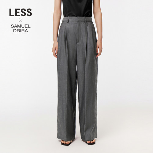 【LESSxSamuel】春秋绵羊毛宽松长裤女时尚直筒西装裤2O7E13190