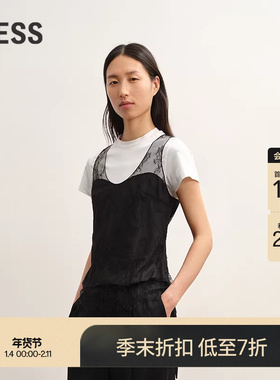 【商场同款/精工系列】LESS2025年秋新款蕾丝无袖套装女2P7225820