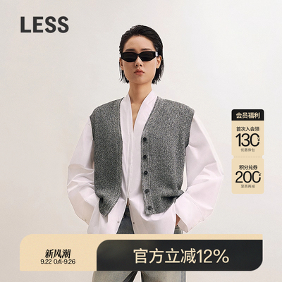 LESS休闲无袖V领针织衫马甲
