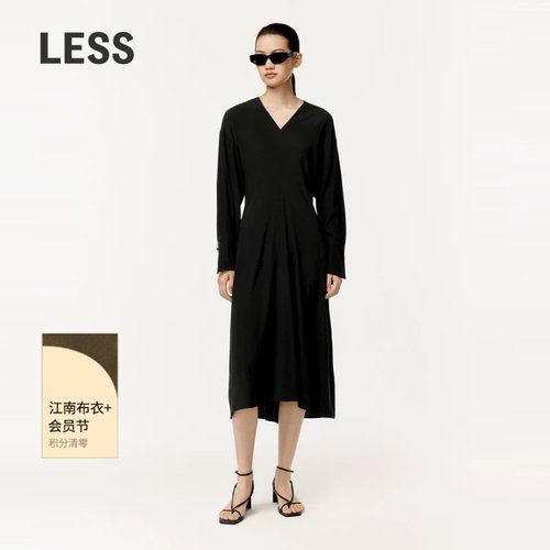 LESS6A桑蚕丝弹力素绉缎连衣裙