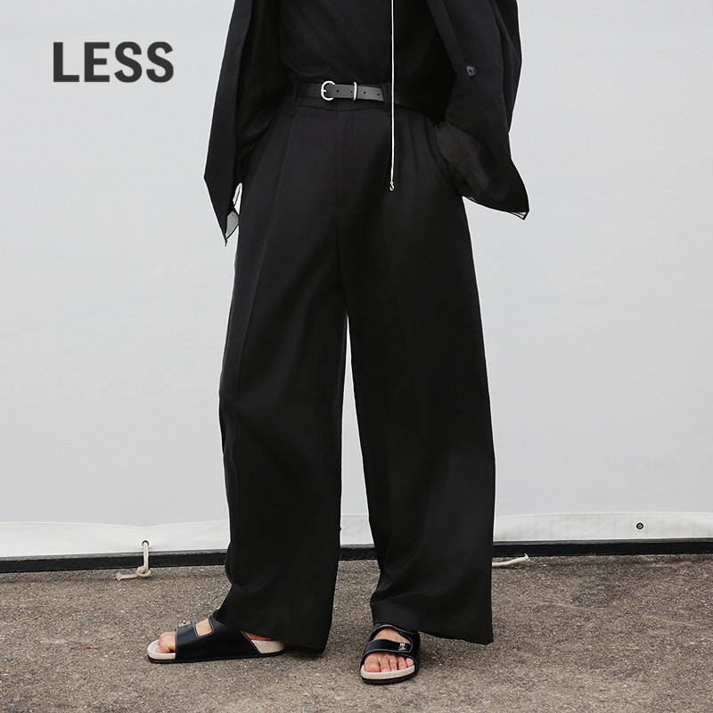 LESS休闲西装裤女通勤职场高腰工装高智感阔腿长裤子女2P3E1