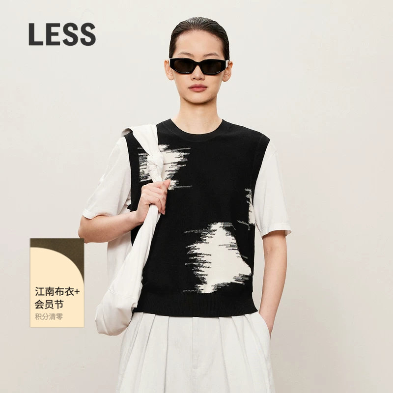 【精工系列】LESS春秋假两件针织衫拼接圆领短袖T恤上衣2O73