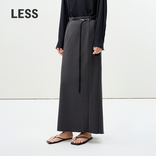 LESS春通勤职场利落腰裙绵羊毛优雅气场直筒高腰半裙2P2D20960