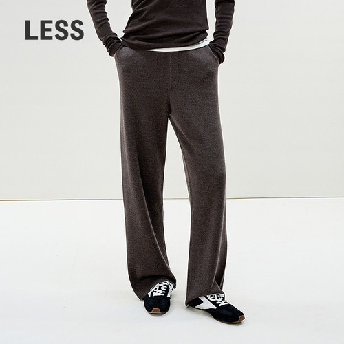 LESS新款绵羊毛宽松直筒针织裤女