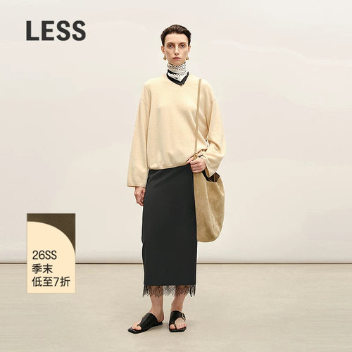 LESS蕾丝拼接长款半身裙