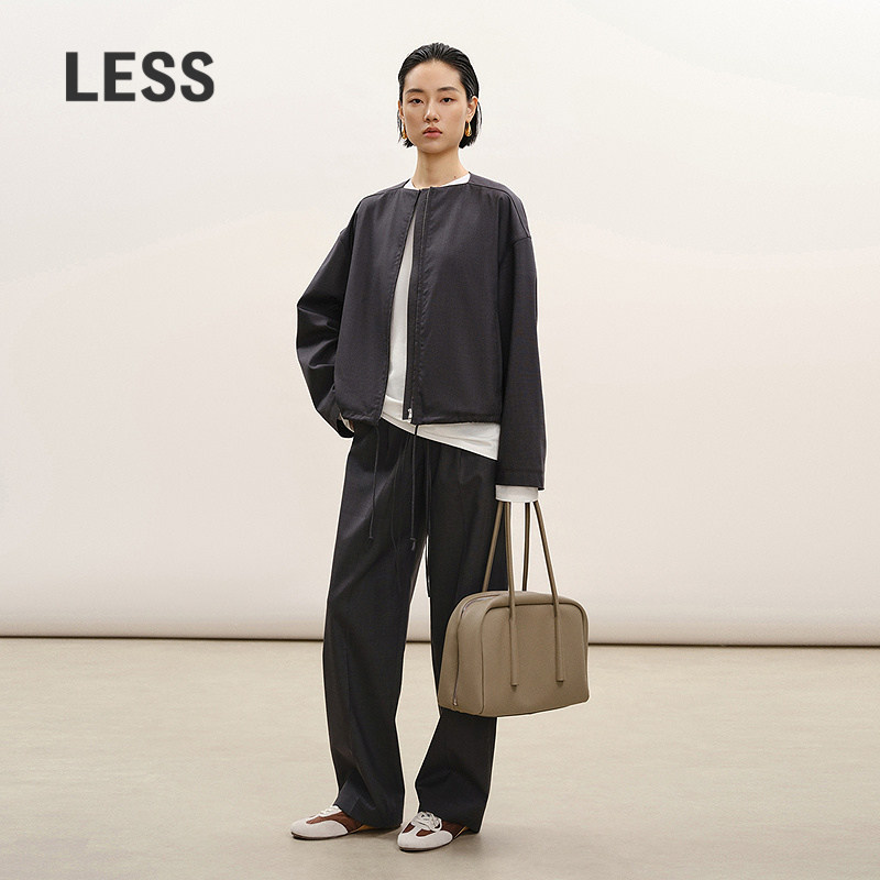 【商场同款】LESS2026春新款高智感通勤抽绳直筒西装裤2Q2E14870,女装/女士精品,休闲裤,淘宝优惠券,粉丝福利购,淘宝优惠卷