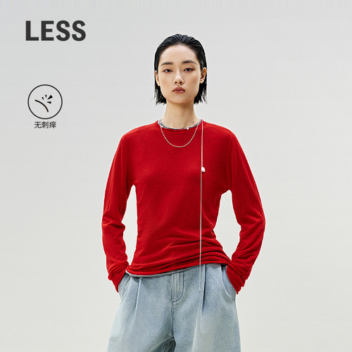 LESS绵羊毛修身套头针织衫女