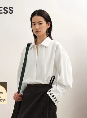 【商场同款/精工系列】LESS2025冬新款通勤设计感白衬衣2P0216980
