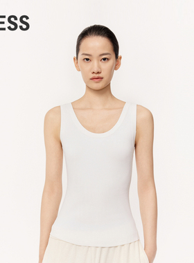 LESS夏季U领背心女纯色简约经典内搭修身吊带上衣2O4313600