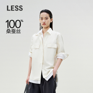 女通勤休闲纯色桑蚕真丝白衬衫 衬衫 女2P3212630 轻工装 LESS春季
