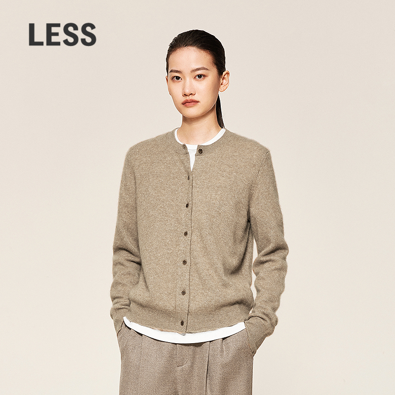 【0压系列】LESS亲肤羊绒衫女短款柔软圆领百搭针织开衫2O0312080