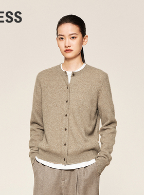 【0压系列】LESS亲肤羊绒衫女短款柔软圆领百搭针织开衫2O0312080
