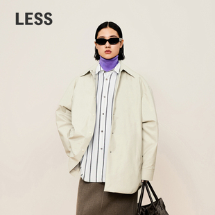 90白鸭绒外套女2O0C12690 羽绒服女休闲轻薄款 LESS秋冬衬衣式 短款
